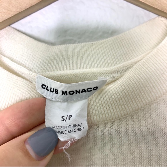 Club Monaco cream striped wool long sleeve sweater - Picture 4 of 7